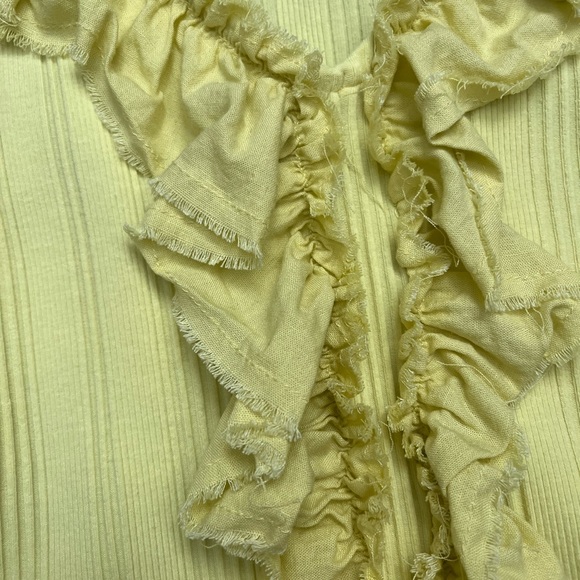 Pilcro Yellow Ruffled Ribbed Tank Top - Picture 2 of 5